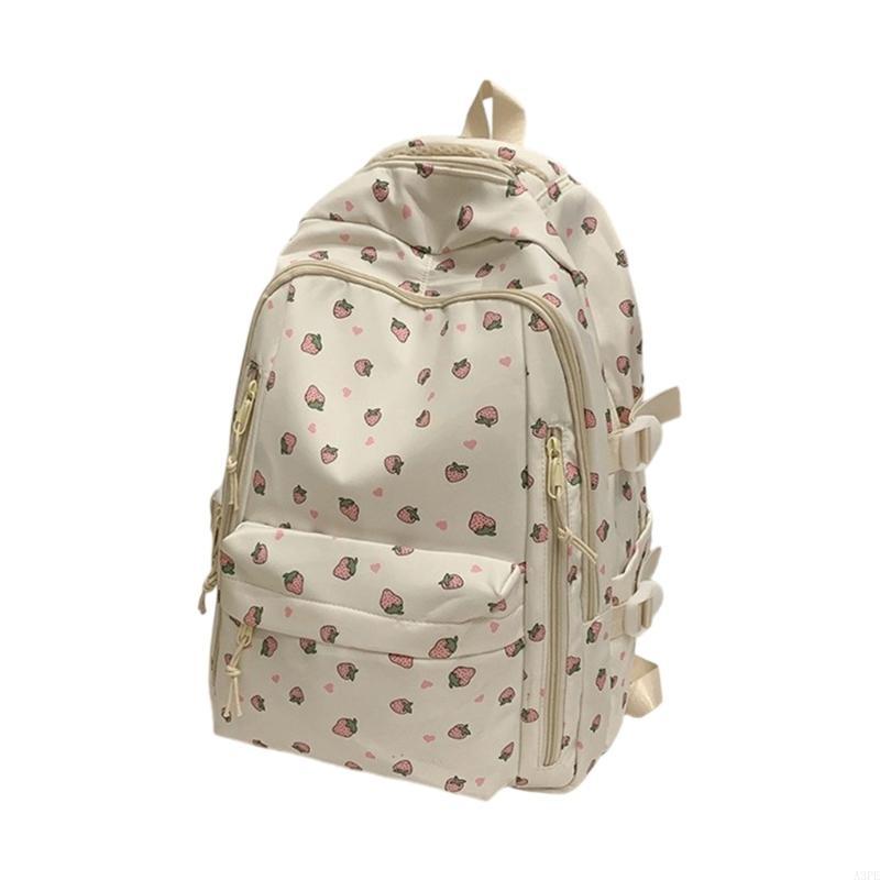 Großvolumige florale Nylon-Schultasche, lässiger Tagesrucksack, Reiserucksack für College-Studenten