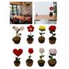 Crochet Heart Shape Flower In Pots Knitted Wool Mini Flower Potted Plant Romantics Ornament for Valentines Day Gift