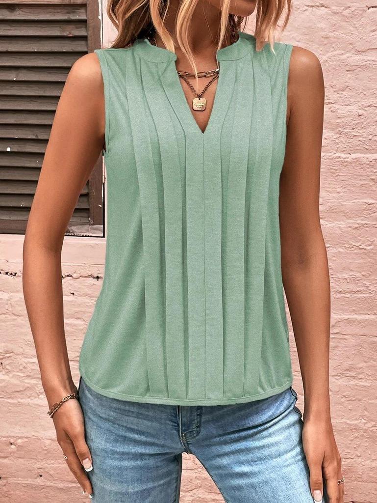 Elegant Pleated V-Neck Vest - 2025 Summer Fashion for Women