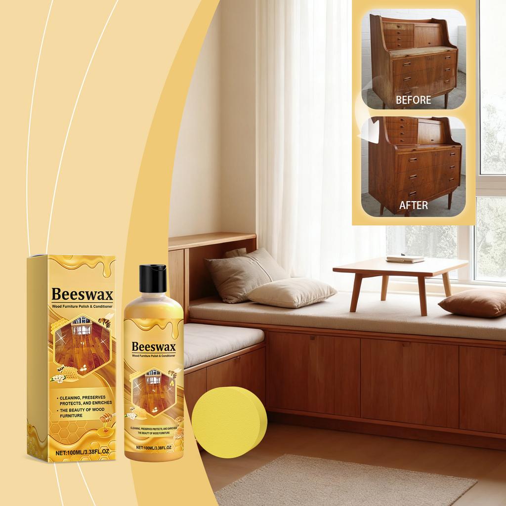 Beeswax Wood Furniture Polish and Conditioner 100ml Natural Formula for Cleaning Protecting Preserving and Enhancing Wood Surfaces