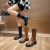 Thick Heel Knight Boots Winter Vintage Maillard Medium Boots Women's British Western Cowboy Martin Boots