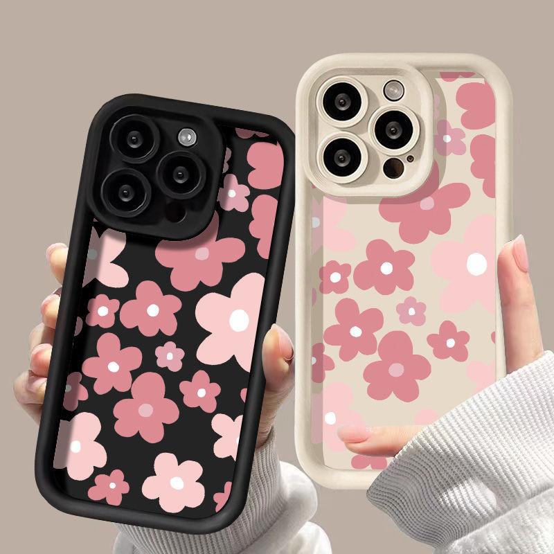 Pink flower for iPhone17ProMax phone case 16 Apple 17 matte 14/15 premium 13 fine holes