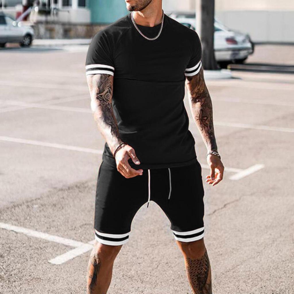 2023 Men's Summer Spliced Short-Sleeve Sports Casual Suit
