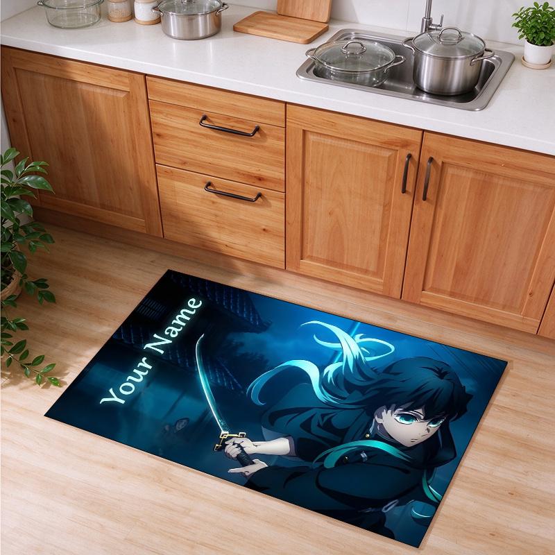 Muichirou Customizable name kitchen floor mat easy to clean and wipe down Suitable for kitchens living rooms and entryways—a perfec