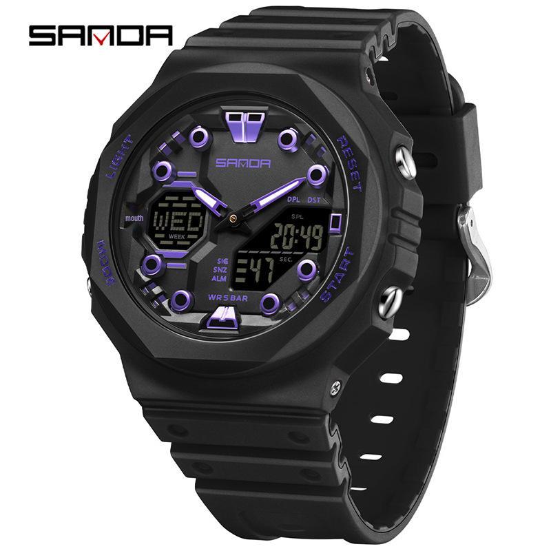 Sanda Dual Display Koreanischer Stil Wasserdicht Multifunktionale Studentenuhr