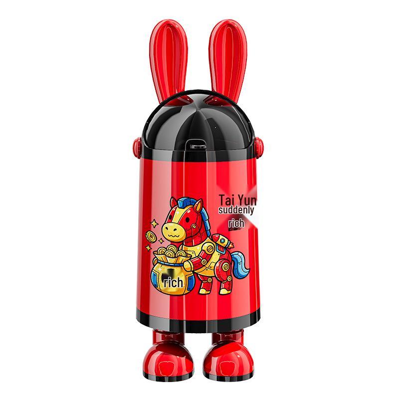 2026 Cute Rabbit Ear Trash Can - Large Capacity with Lid, High-End Design for Home & Living Room