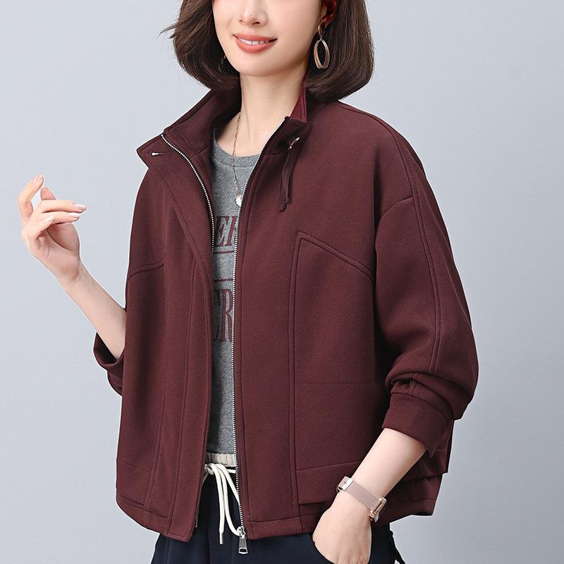 Women's Petite Stand-Up Collar Thickened Coat - 2024 Autumn/Winter Fashionable Loose Fit Casual Top