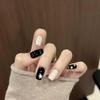 Handmade Black & White Star Color Block Nails: Chic Whitening Autumn/Winter High-End Wearable Tips