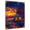 Sunset Train and Monument Valley Scenery Metal Iron Painting Home Wall Decor Living Room Hanging Art