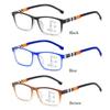Multifokale Anti-Blaulicht-Lesebrille, Blaulicht-blockierender Augenschutz, quadratische Brille, PC, ultraleicht