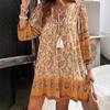 Abito Chemisier Stampato Scollo a V Bohemian Primavera/Estate 2025 per Donna