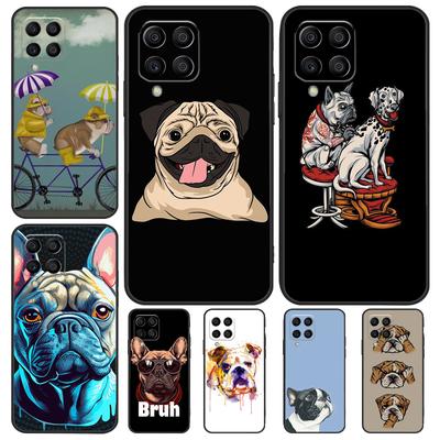 Funda con diseño de bulldog inglés y pug para Samsung Galaxy M32 M52 M12 M22 M13 M23 M33 M53 M14 M34 M54 M31 M51 M20 M31s M30s