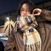 Winter scarf women's new high-end dry rose-colored plaid imitation cashmere shawl scarf dual-purpose men's tide
