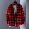 Camicia Casual da Uomo a Quadri Manica Lunga con Colletto alla Coreana