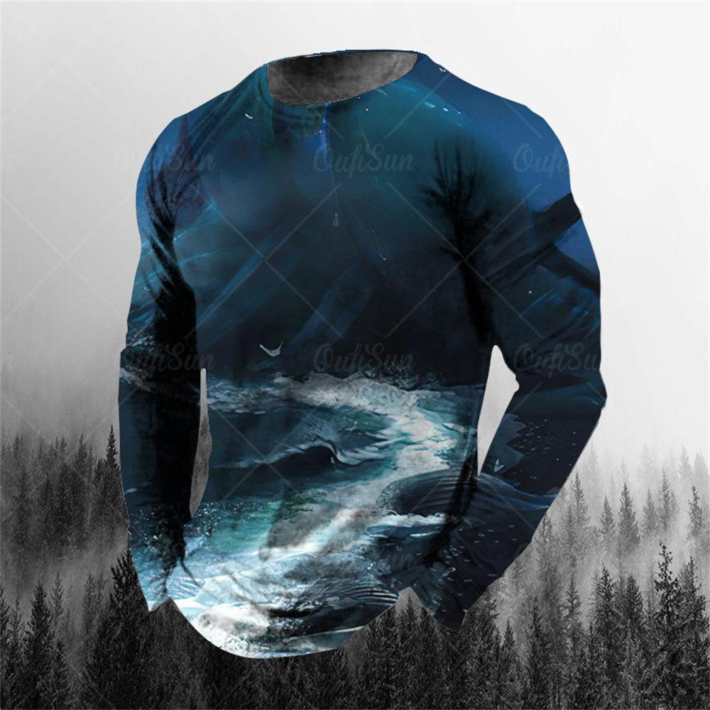 Vintage Genie Ghost 3D Print Sommar T-shirt med rund hals för män Casual långärmad T-shirt Oversize tröja Mode Herrkläder