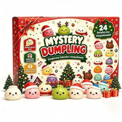 Christmas Advent Calendar 24 Days Mystery Dumpling Box Squishy Fidget Toys Cute Stress Relief Sensory Toy Gifts for Kids and Adults Holiday Party