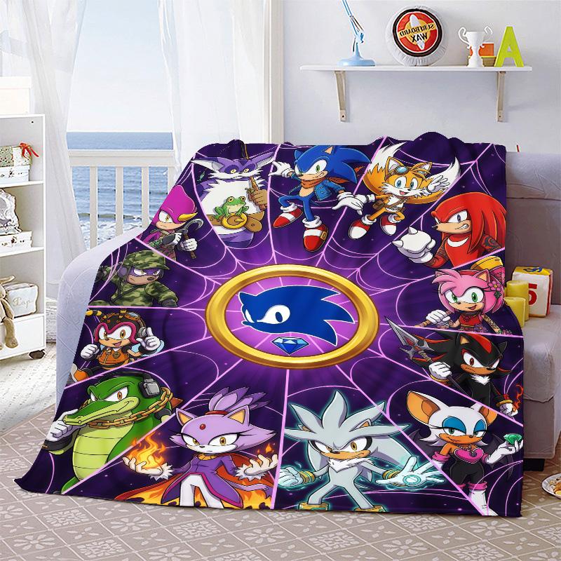 Sonic Warm Throw Blanket Flannel Soft Cozy Lightweight Blanket for Bed Sofa Home Decor -QJY
