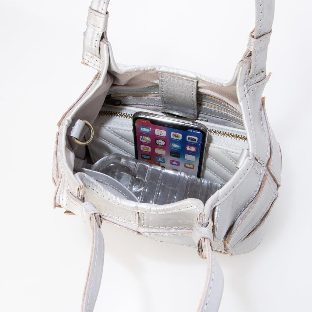 Peaks Peak Cowhide Patchwork Tote Size S Silver 2-Way Bag, (30-00-00001), Women's