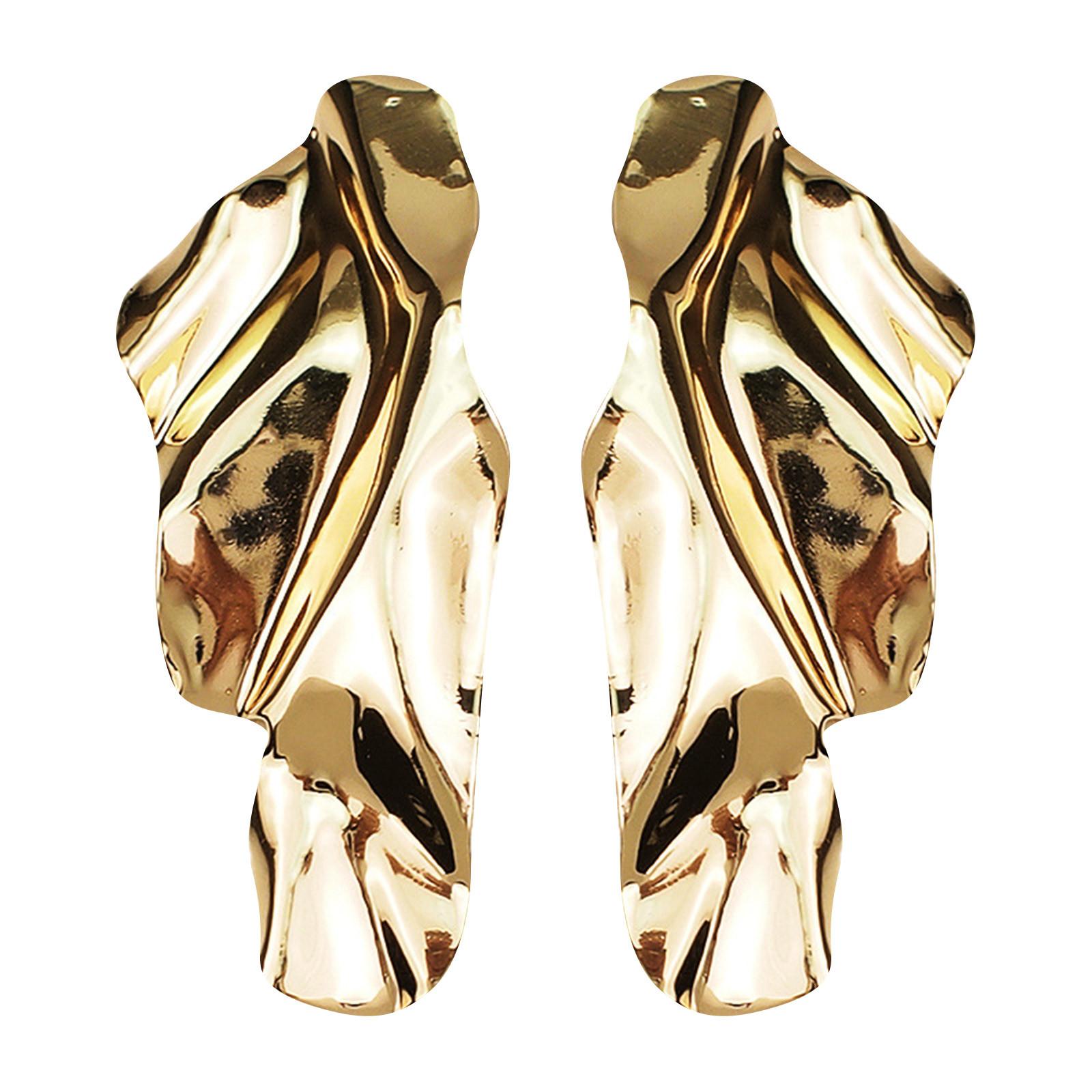 

Irregular Metal Sequin Earrings Lightweight Textured Abstract Design Statement Jewelry for Women and Girls One Size золотой