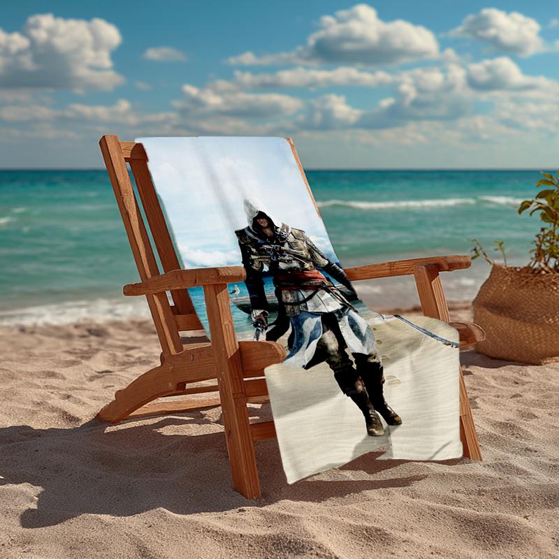 Ultra-Soft Beach Towel with Assassin's Creed Theme,Ideal for Pool - Camping, Diving - Perfect Travel Essential, Vibrant Beach Towel.