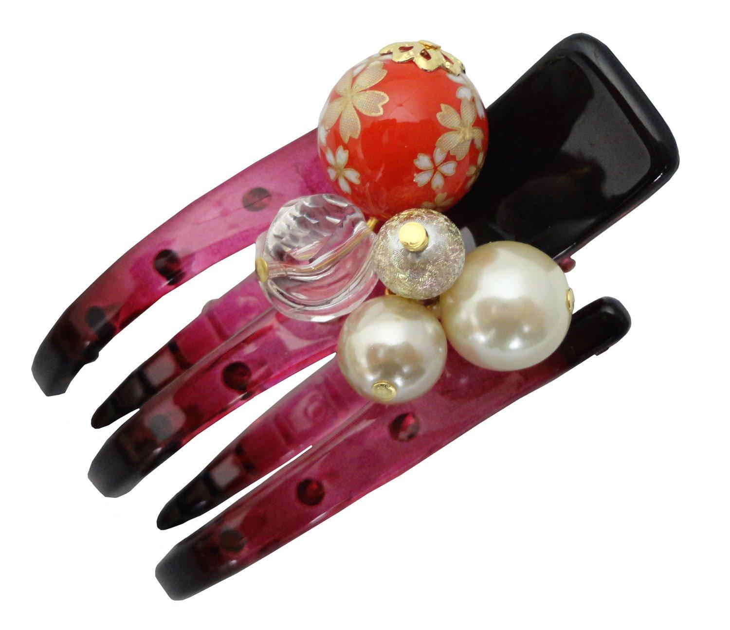 

Аксессуары для волос Kyosuke с японским узором, заколка для волос Yuzen Beads Vance Red