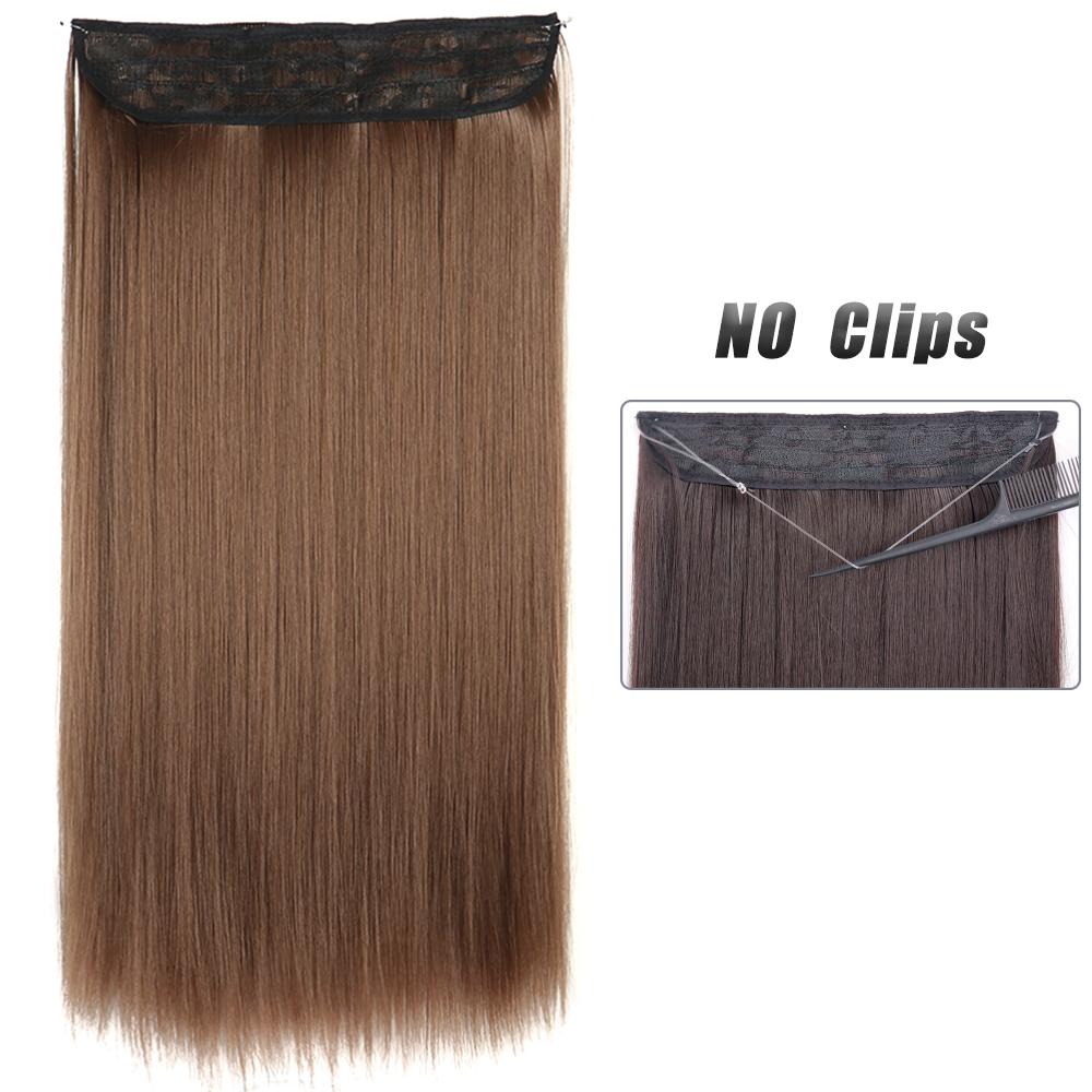 Women Fashion Long Straight Hair Extensions Synthetic Fiber Long Wavy Straight Invisible No Clips Hairpiece