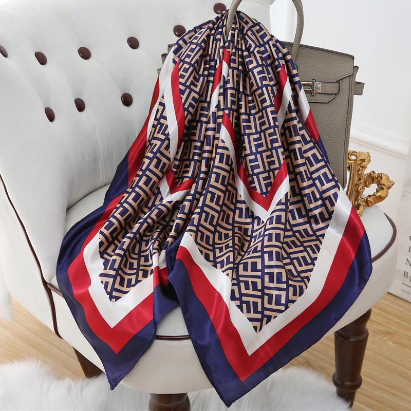 90 Square Scarves, Silk Scarves, Women's New Spring and Summer High-end Sense Versatile, Thin Scarves, Shawls Outside