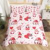 Valentines Day King Duvet Cover Romantic Bedding Set Kawaii Couple Gnome Comforter Cover Pink Rose Hearts Polyester Quilt Cover