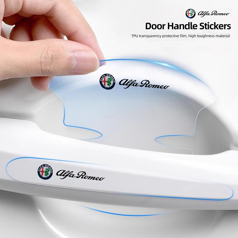 8Pcs Car Stickers Door Handle Bowl Anti Scratch Protective Films For Alfa Romeo Giulia MiTo 147 156 159 Stelvio Giulietta Brera