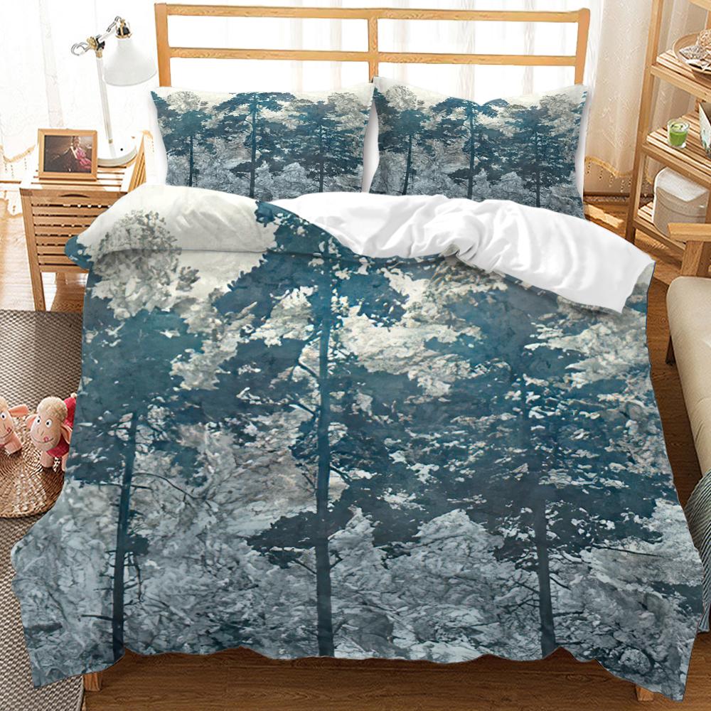 Forest Duvet Cover Set Tree Pattern Cool Colors King Queen Size Polyester Comforter Cover For Kids Boys Girls Teens Bedding Set
