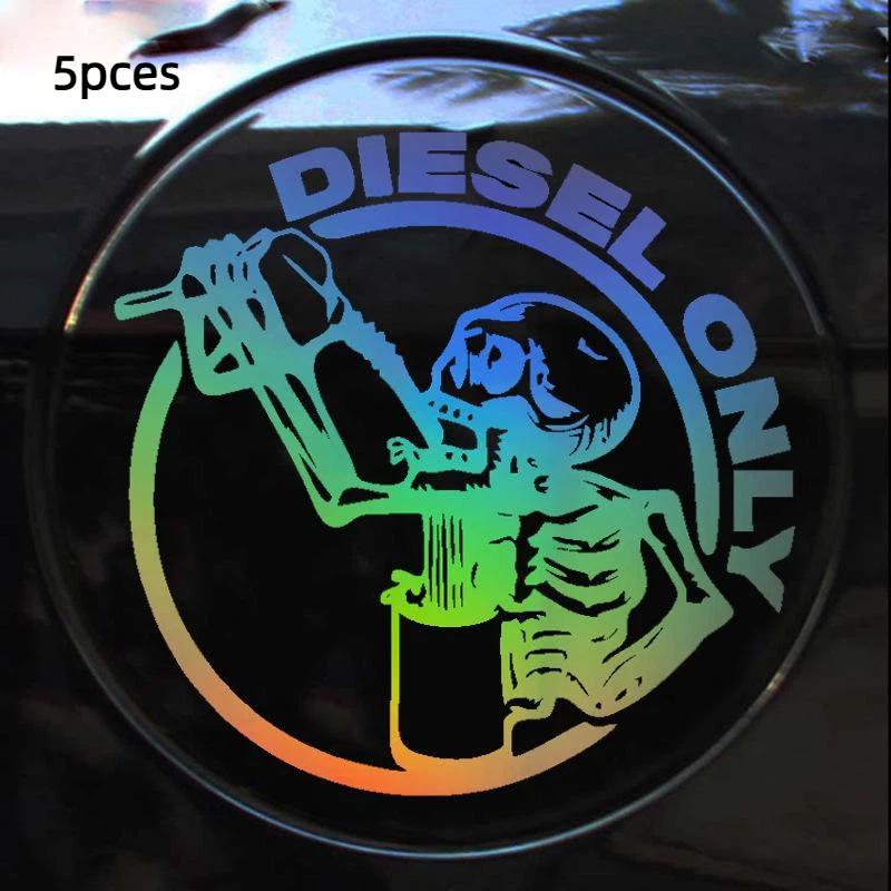 5Pcs Decorative Car Personalized And Creative Laser Decals Pickup Truck 15X15Cm Off-Road Truck Skull Gasoline Cap Stickers