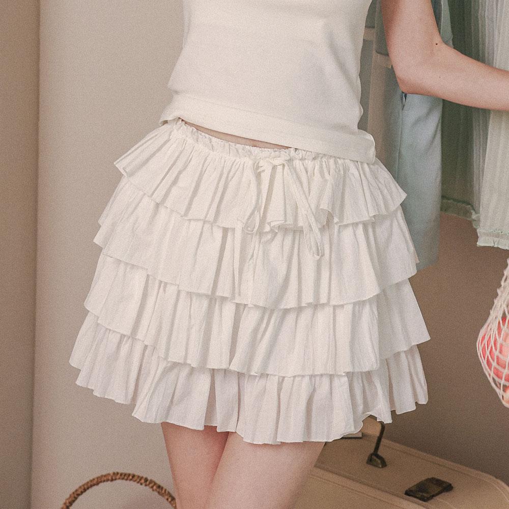 Ceme Adu Cest_Layered Ruffle Mini Skirt_White