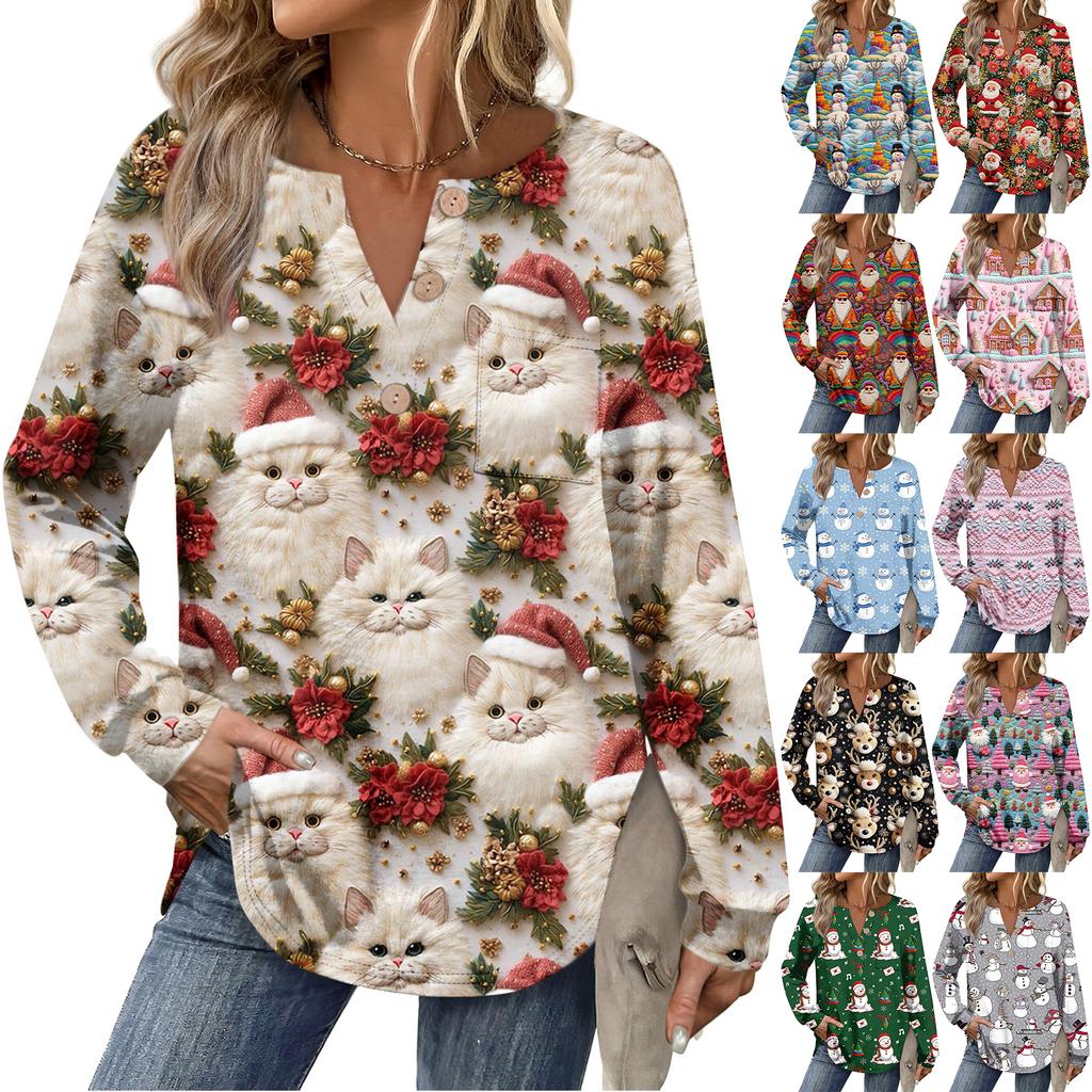 Women's Retro Printed Fashionable Long-sleeved Top