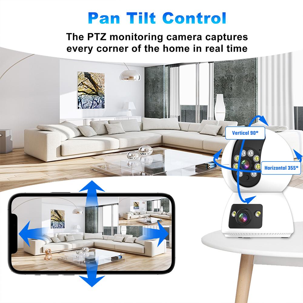 Dual Lens Security Camera 2K   HD Motion Detection Automatic Tracking 2-Way Voice Monitoring Intercom Phone Remote Monitoring 1080P Security Camer