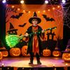 Scopa da Strega di Halloween con Luce LED Verde Luminosa, Accessorio da Spettacolo Illuminato, Costume da Mago Cosplay, Ornamento per Giardino Esterno, Manico di Scopa per