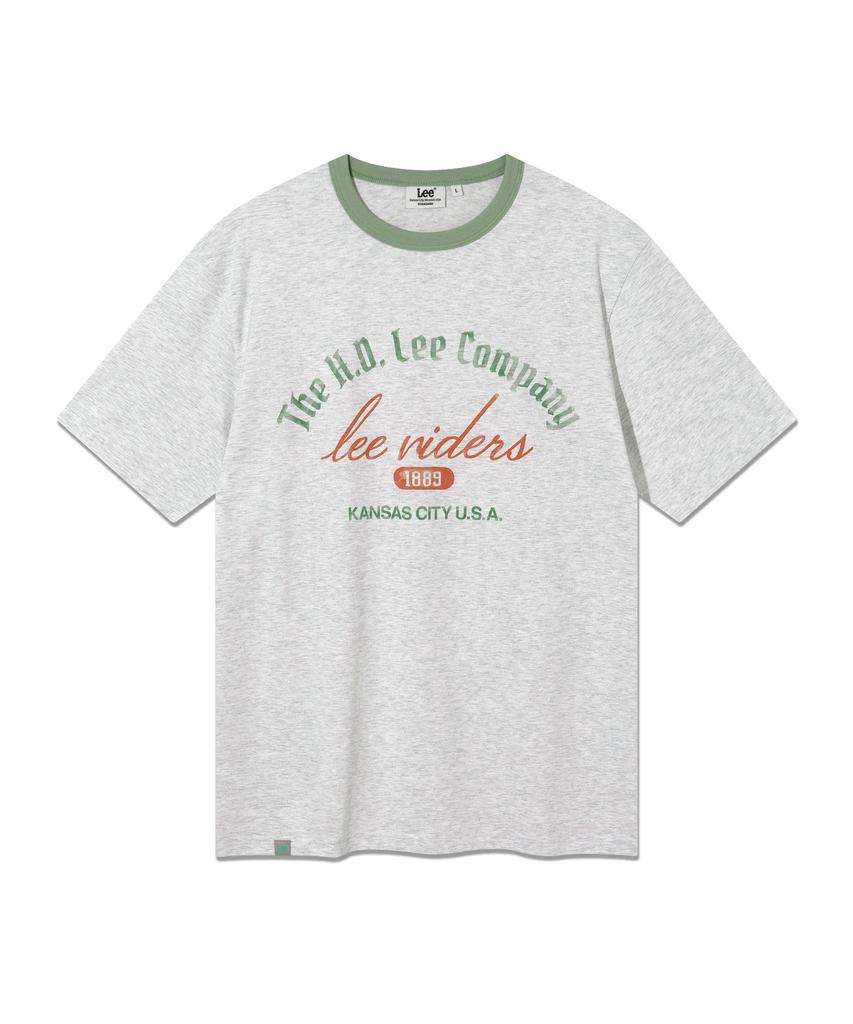 LEE Vintage Lettering Ringer Short Sleeve T-Shirt Light Gray