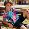 Kids Polo Shirt Quick Dry Short Sleeve Hawaiian Print Collared Tee Lightweight Breathable Fabric Summer Casual Top for Boys