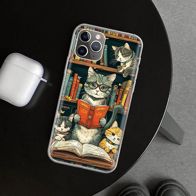 Read Books illustration Reading Phone Case Cover for iPhone 11 12 13 Mini 14 15 Plus 16 Pro Max 17 Air 7 8 + SE Art Customized F
