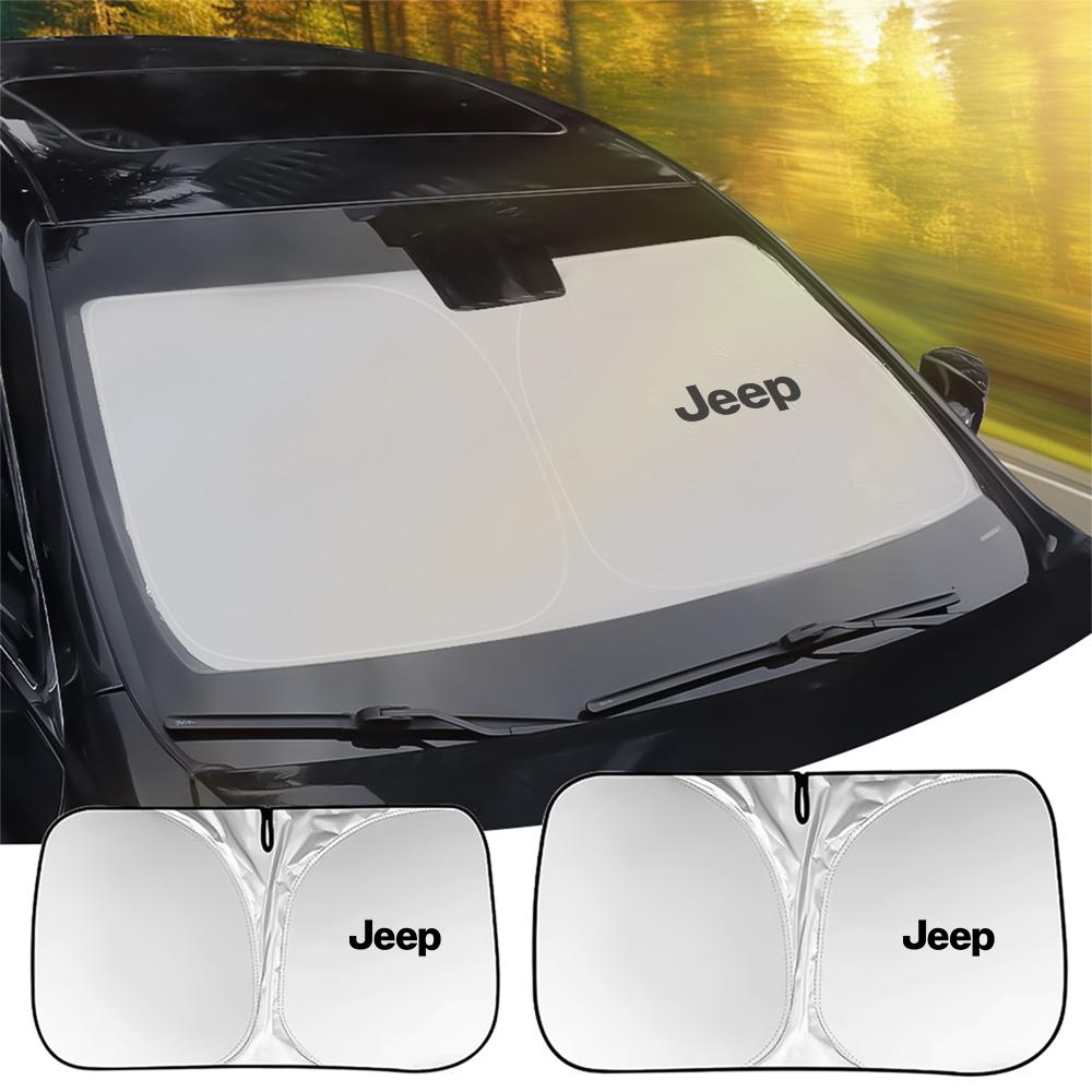 Car Folding Sun Visor Windshield Cover UV Protection Sunshade Pad For JEEP Grand Cherokee Renegade Compass JK Wrangler Valve Cap