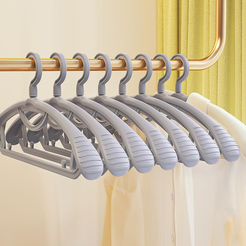 Очень толстая нескользящая вешалка с широкими плечиками для одежды взрослых и студентов не оставляющая следов пластиковая конструкция 5pcs серый 739₽