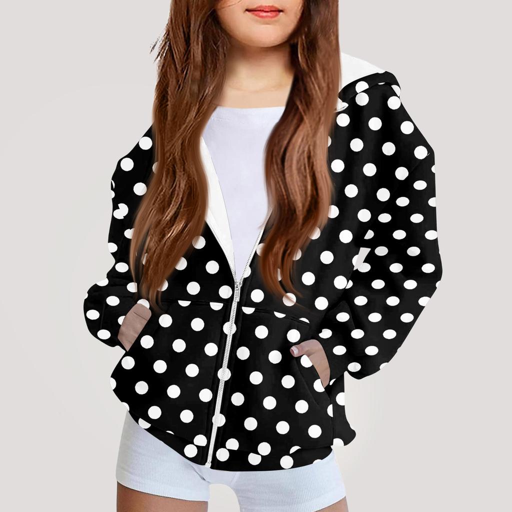 Kinder Mode Bedrucktes Langarm Kapuzensweatshirt Mädchen Hoodie Jacke