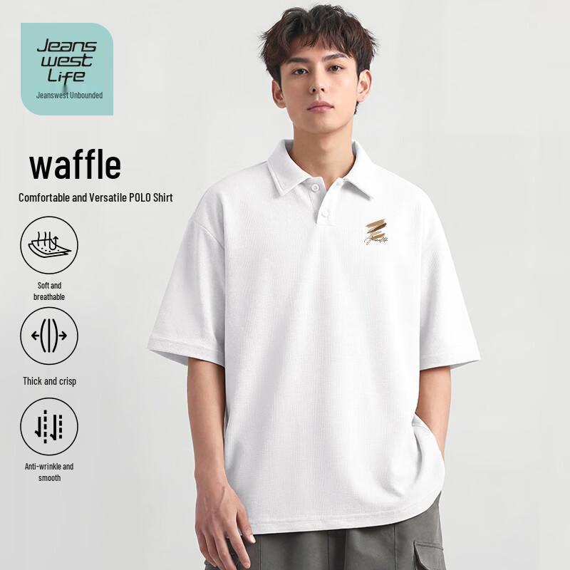 JEANSWEST LIFE Men's Waffle Knit Polo Shirt