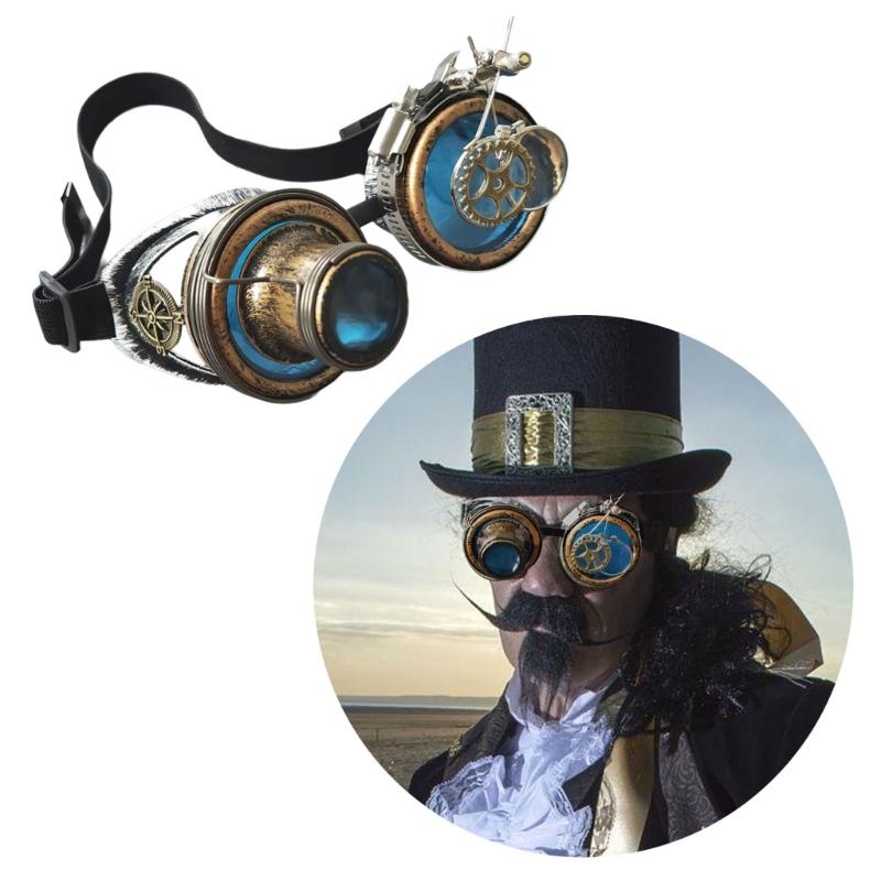 Goth Steampunk Goggles Welding Vintage Cosplay Glasses Halloween Eyewears Accessory for Women Men Cosplay Party