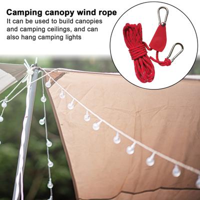 2.5M 1/4-Inch Wind Rope with Clip Hanger Adjustable Pulley Heavy Duty Outdoor Hiking Fishing Camping Tent Canopy Cord Tie-Down Strap