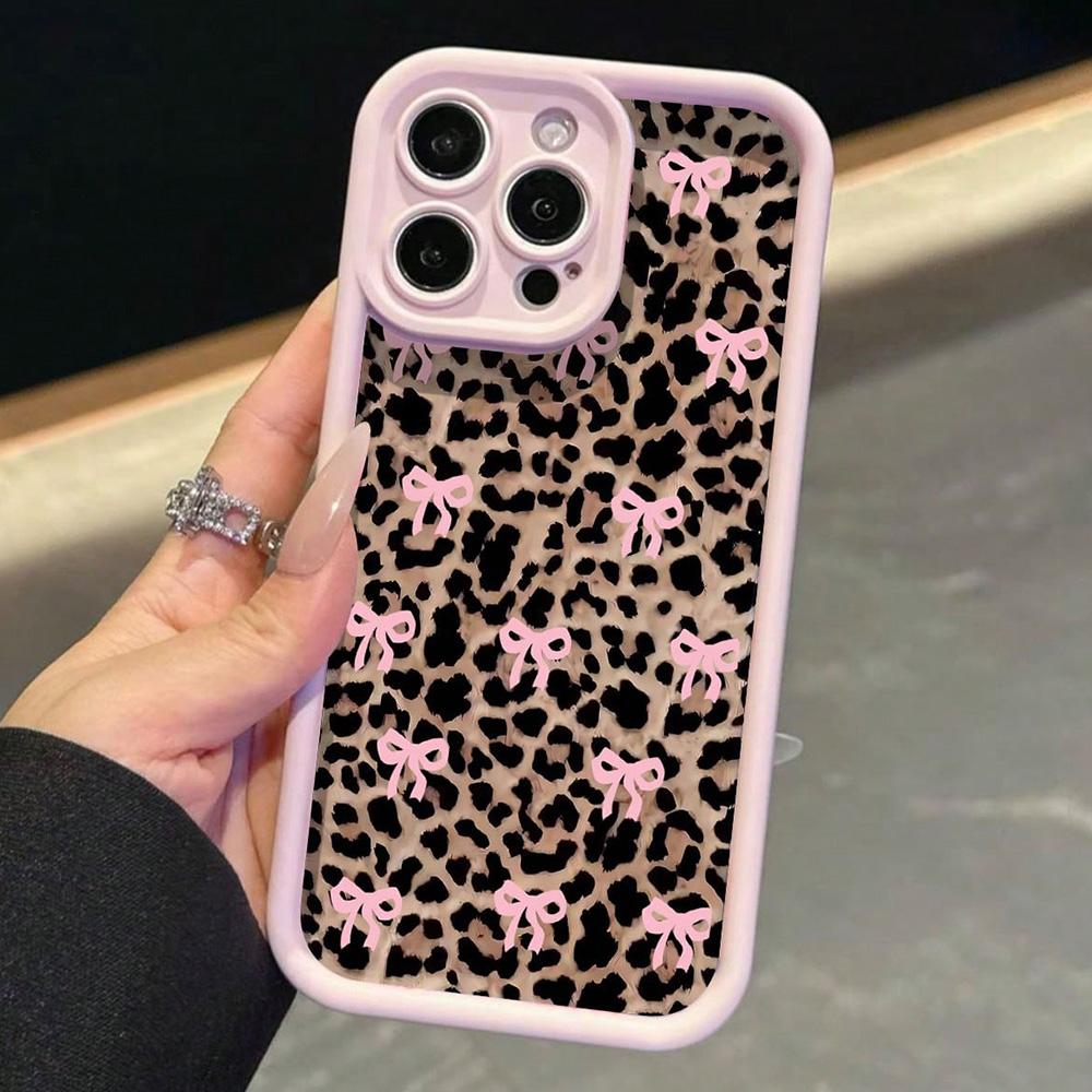 Pink Bow Lily Flower Leopard Print Pattern Phone Case For iPhone 17 16 15 14 13 12 11 Pro Max XS X XR 7 8 Plus 16E 17 Air Cover