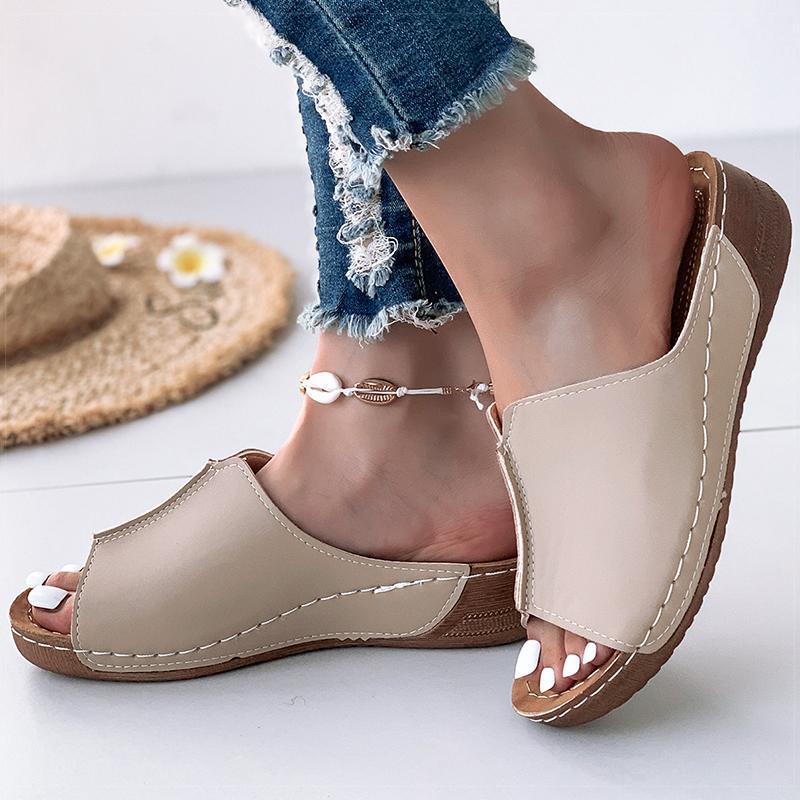 Damskie Sandały Letnie Buty Damskie Miękkie Sandały na Obcasie Niskie Platformowe Kapcie Letnie Sandalias Mujer Obuwie Domowe Zewnętrzne