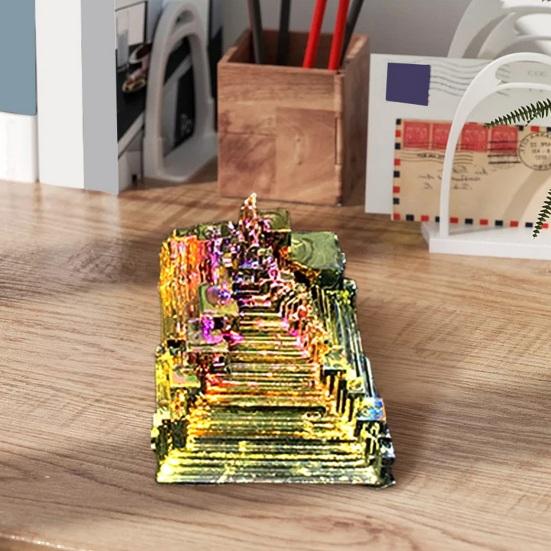 Decorarea turnului cristalin de bismut Vindecare Piatra naturala Echilibrare energetica Chakra Terapie Meditatie Ornament piramidal de bismut din metal
