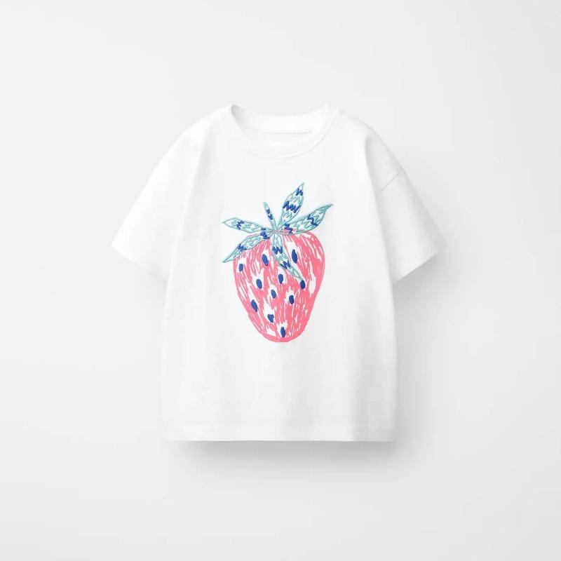 Summer Clothing Short Sleeve Tshirt Children's Printed Fruit T-shirts Round Collar Casual Kids Clothes Simple Girls Boys Tees