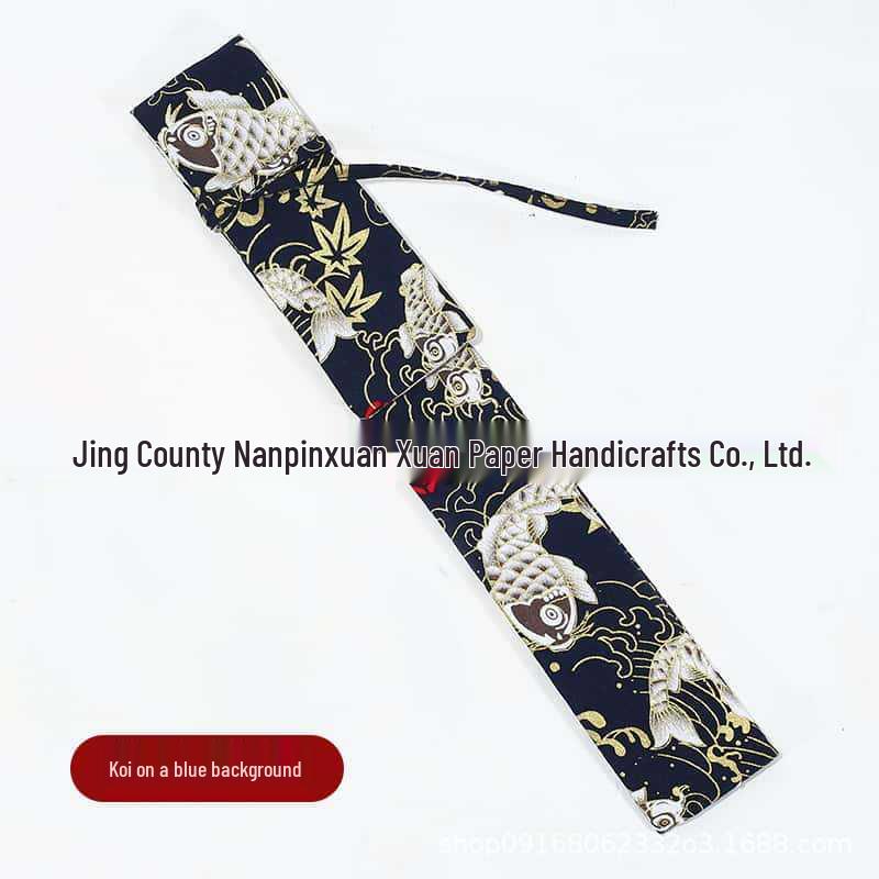 Ancient-Style Chinese Folding Fan with Su Gong Brocade Linen Cover and Drawstring Clasp