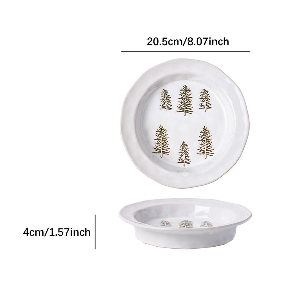 1PC Christmas Dinnerware Round Ceramic for Dining Room Indoor Dinner Party
